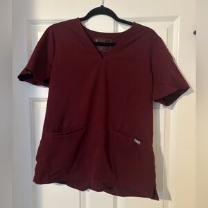 Figs Women's Burgundy Scrub Top - Large